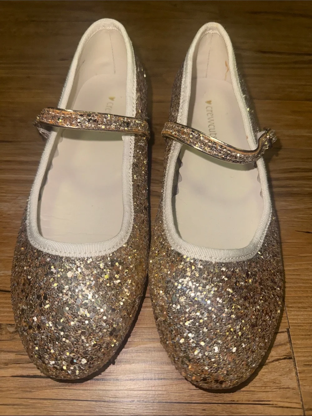 Crewcuts Girls Gold Glitter Mary Janes